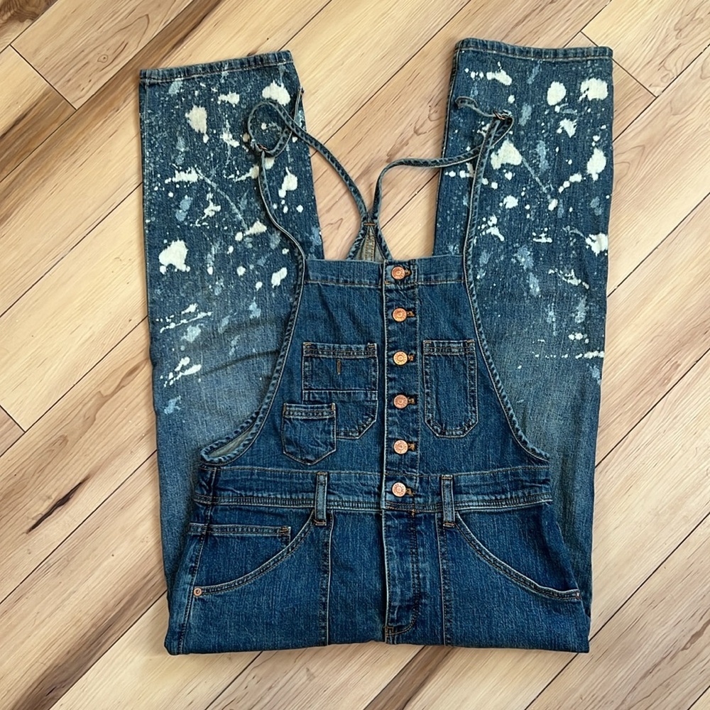 Pilcro Denim Overalls with White Paint Splatter - Picture 3 of 5